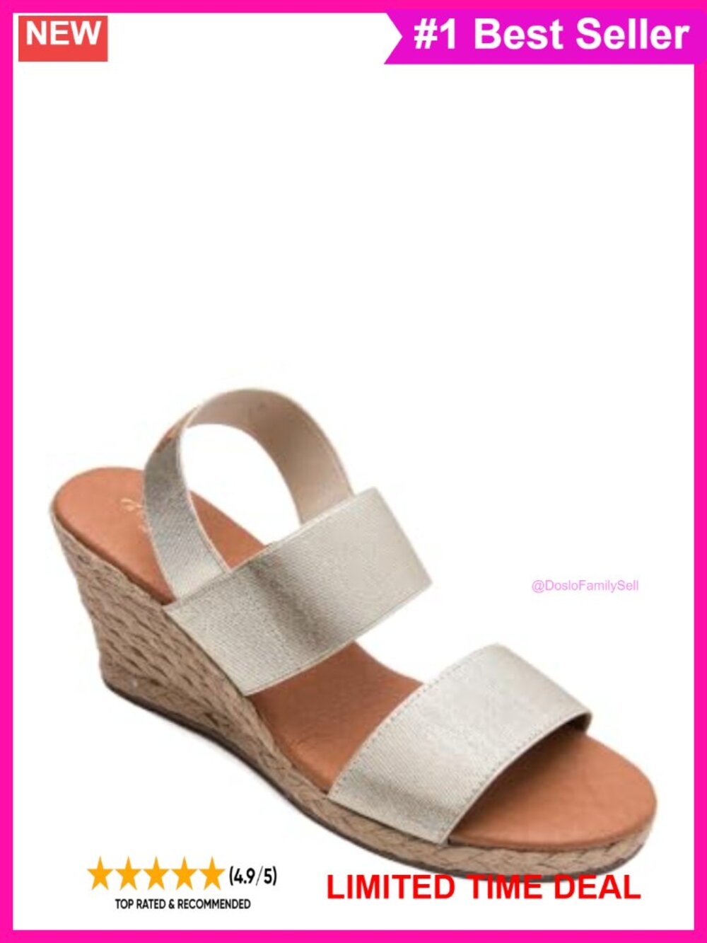 Wedge Espadrille Sandals Leather Sole Elastic Multi-Strap Slingback Open Toe